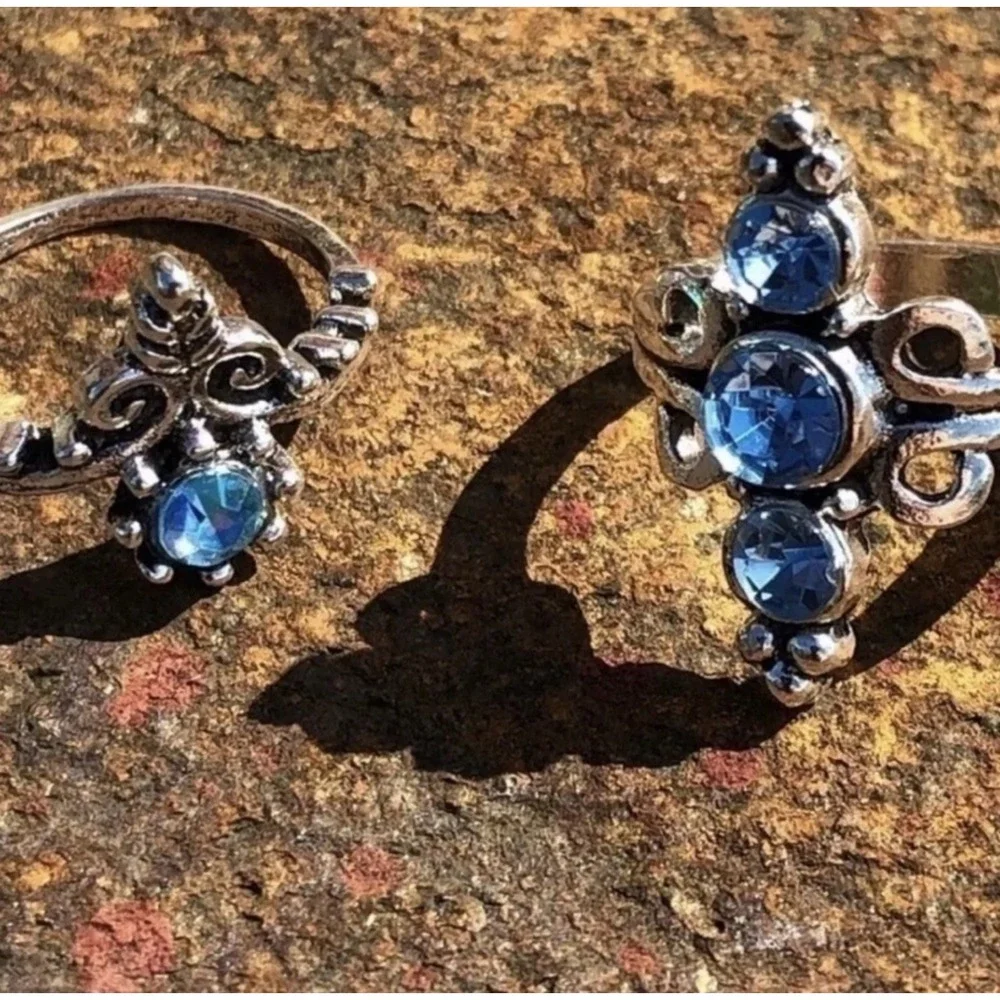 Set Of 5 Size 8 Mystery Silver Toned Stackable‎ Knuckle Rings